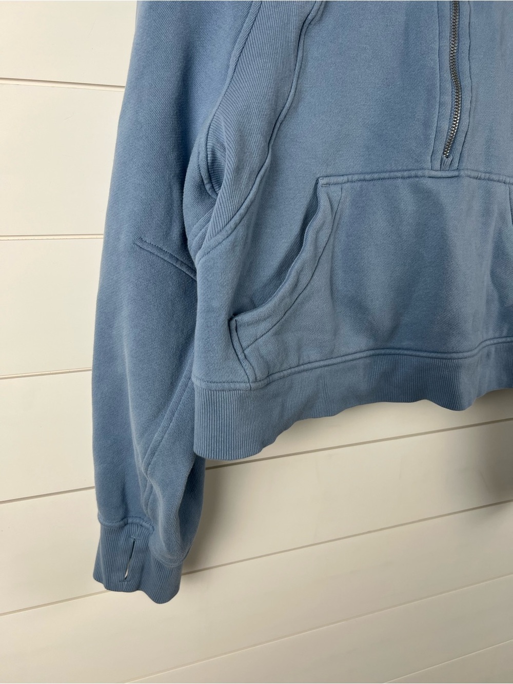 Lululemon Scuba Oversized Half Zip Hoodie Blue Cropped Sweatshirt Size M/L - Picture 6 of 11
